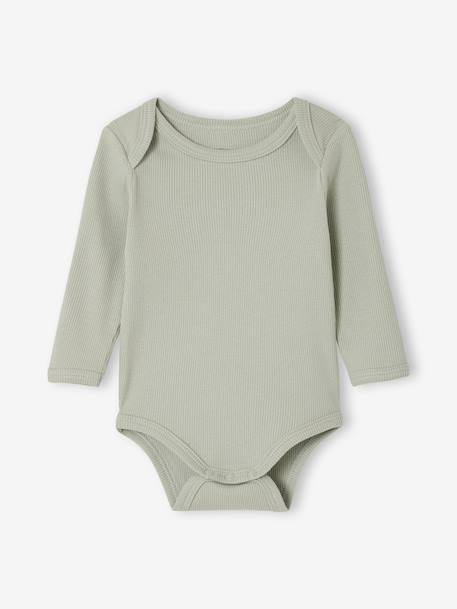 Lot 3 bodies bébé manches longue vert sauge 4 - vertbaudet enfant 