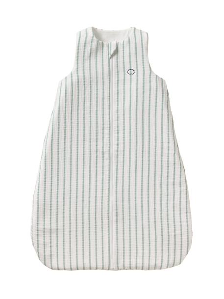 Gigoteuse été ouverture centrale personnalisable en gaze de coton RAYURE vert sauge 3 - vertbaudet enfant 