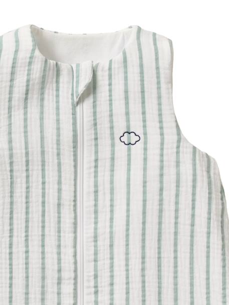 Gigoteuse été ouverture centrale personnalisable en gaze de coton RAYURE vert sauge 7 - vertbaudet enfant 