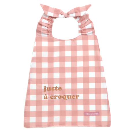Bavoir élastiqué coton bio Vichy bois de rose 1 - vertbaudet enfant 