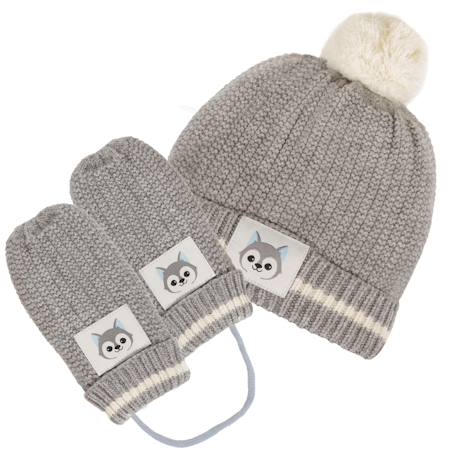 Gants avec patch petit loup Gris 2 - vertbaudet enfant 