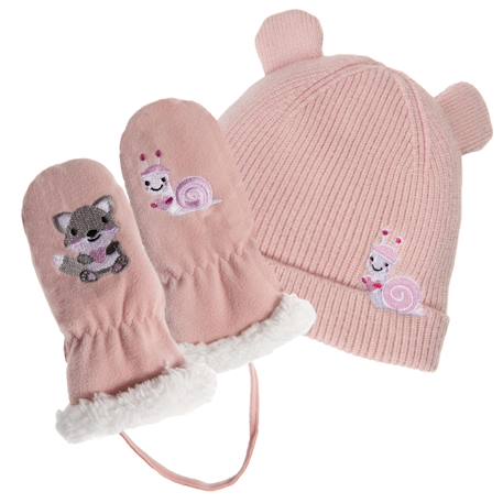Gants 2/4 ans en polaire,doublés imitation fourrure, relié par un cordon Rose escargot 2 - vertbaudet enfant 