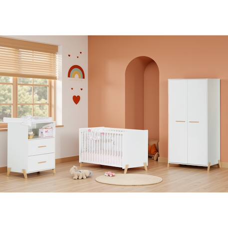 Lit bébé sur pieds en bois - joy Blanc/marron 6 - vertbaudet enfant 