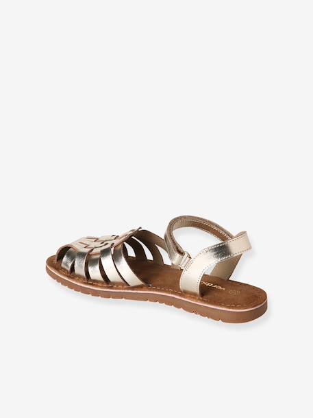 Sandales scratchées cuir enfant écru+or 11 - vertbaudet enfant 