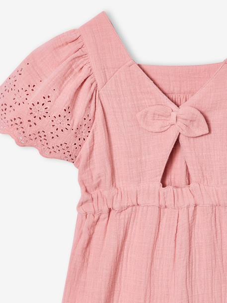 Combinaison fille en gaze de coton avec broderie blush+vert sauge 4 - vertbaudet enfant 
