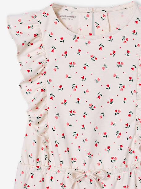Robe fille imprimée manches volantées blanc imprimé+rose pâle+vert émeraude 3 - vertbaudet enfant 