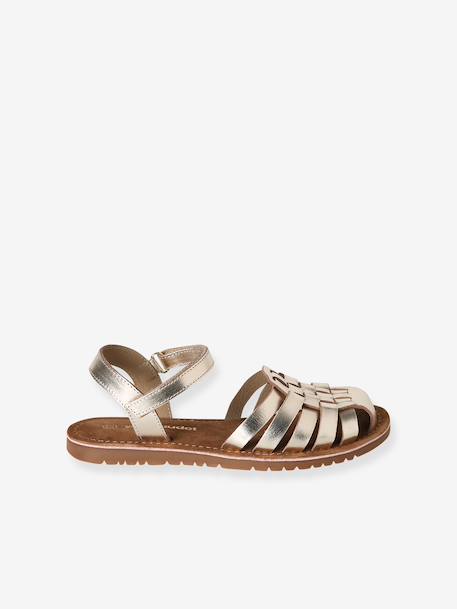Sandales scratchées cuir enfant écru+or 10 - vertbaudet enfant 