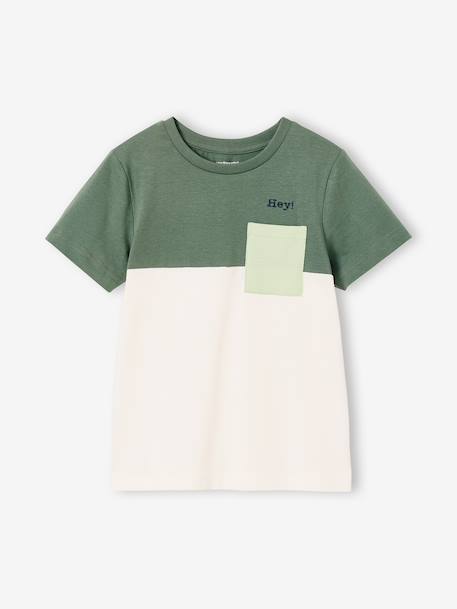 T-shirt garçon coloblock manches courtes ardoise+menthe+orange+vert anglais 22 - vertbaudet enfant 