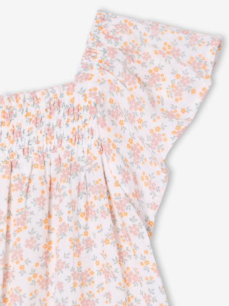 Robe fille à smocks imprimée fleurs rose poudré+vanille 7 - vertbaudet enfant 