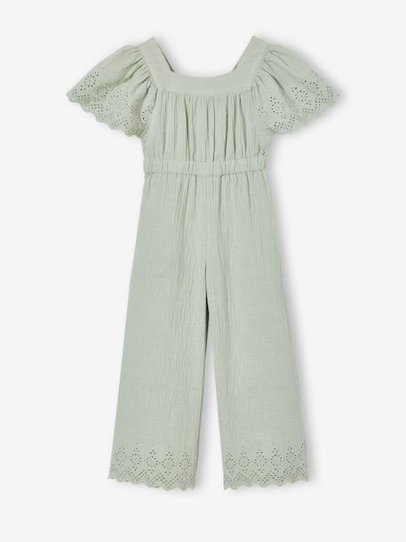 Combinaison fille en gaze de coton avec broderie blush+vert sauge 8 - vertbaudet enfant 
