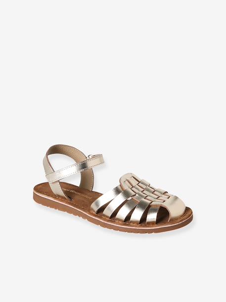 Sandales scratchées cuir enfant écru+or 9 - vertbaudet enfant 