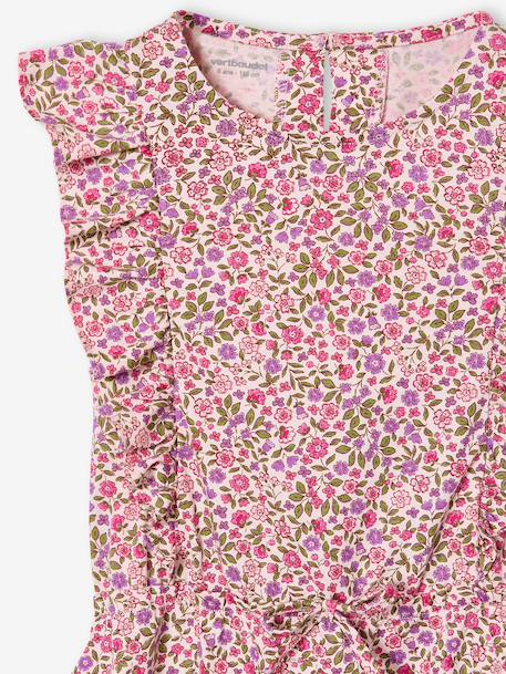 Robe fille imprimée manches volantées blanc imprimé+rose pâle+vert émeraude 6 - vertbaudet enfant 