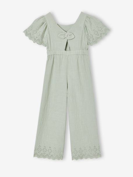 Combinaison fille en gaze de coton avec broderie blush+vert sauge 9 - vertbaudet enfant 
