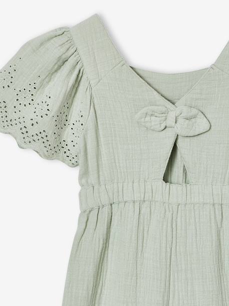 Combinaison fille en gaze de coton avec broderie blush+vert sauge 11 - vertbaudet enfant 