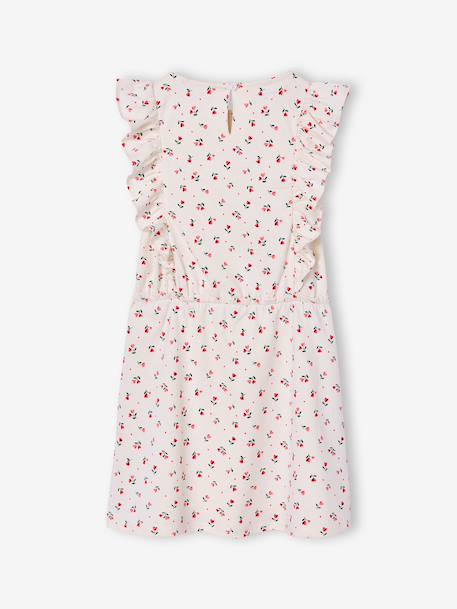 Robe fille imprimée manches volantées blanc imprimé+rose pâle+vert émeraude 2 - vertbaudet enfant 
