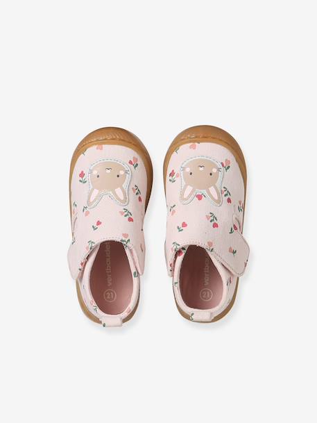 Chaussons bébé toile scratch blanc imprimé+bleu chambray+rose imprimé 12 - vertbaudet enfant 