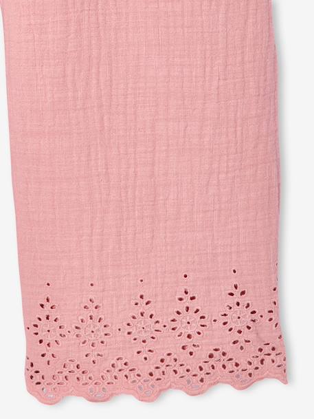 Combinaison fille en gaze de coton avec broderie blush+vert sauge 5 - vertbaudet enfant 