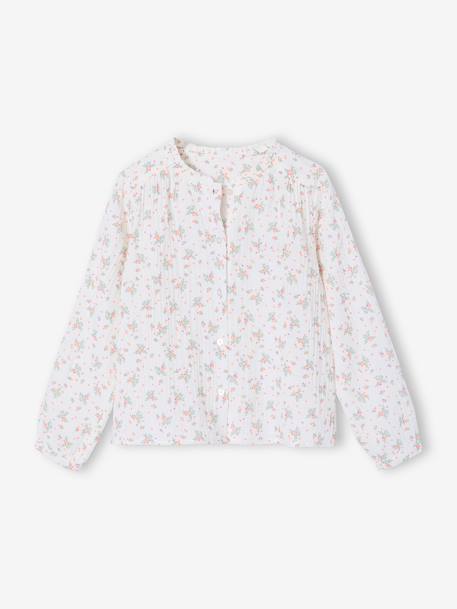 Chemise file gaze de coton imprimée personnalisable blanc imprimé+écru+rose pâle 1 - vertbaudet enfant 