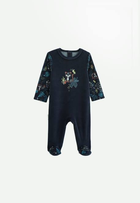 Pyjama bébé en velours jungle friends Bleu 1 - vertbaudet enfant 