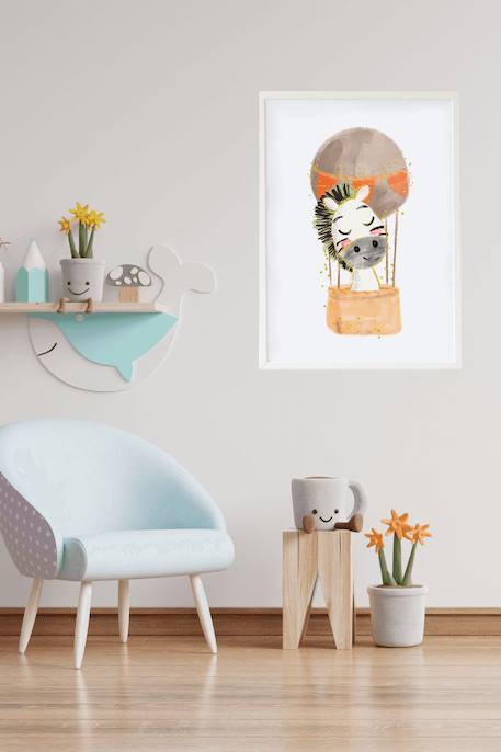 Cadre mural enfant zèbre ballon Multi coloured 2 - vertbaudet enfant 