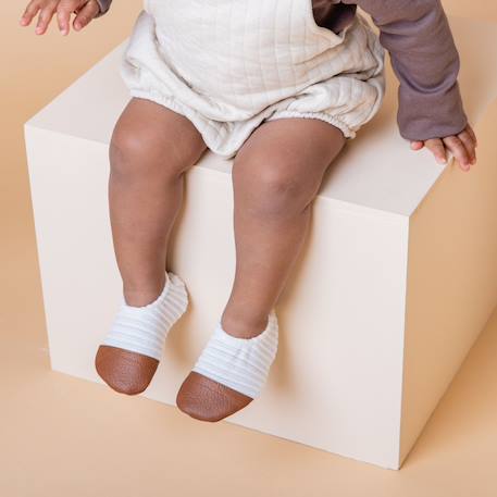 Chaussons les petits velours écru (pointures 21-23) Ecru, marron 5 - vertbaudet enfant 