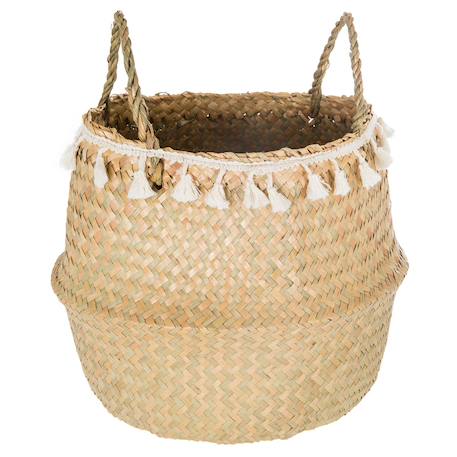 Panier pliable à pompons Naturel 1 - vertbaudet enfant 