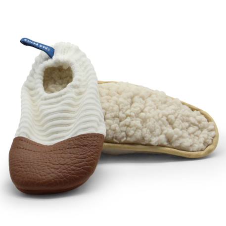 Chaussons les petits velours écru (pointures 21-23) Ecru, marron 3 - vertbaudet enfant 