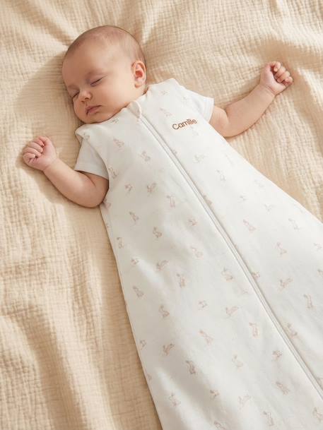 Gigoteuse personnalisable ouverture centrale bio PETITS LAPINS blanc imprimé 2 - vertbaudet enfant 