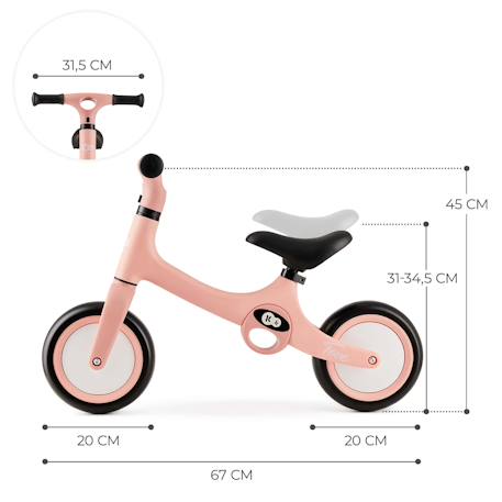 Draisienne TOVE Ultra Légère avec Selle Réglable, Roues EVA Increvables et Poignées de Transport Pratiques Beige+Menthe+Rosa 18 - vertbaudet enfant 
