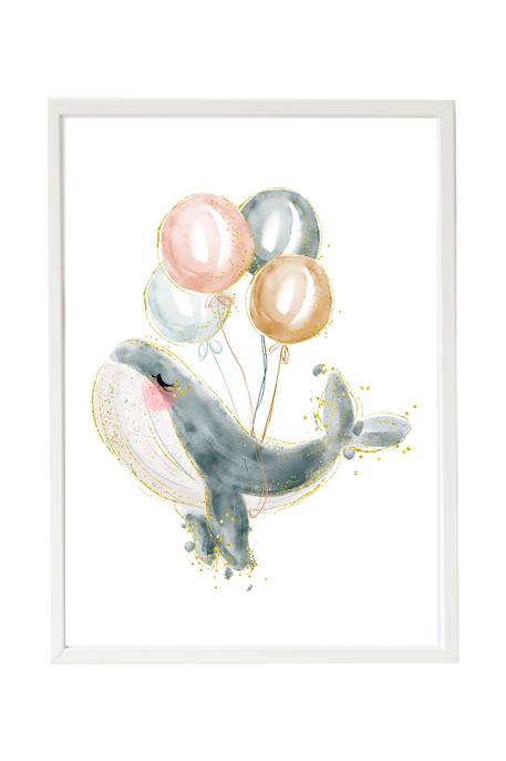 Cadre mural enfant baleine ballon Multi coloured 1 - vertbaudet enfant 