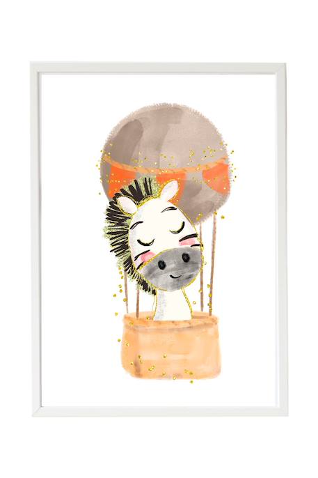 Cadre mural enfant zèbre ballon Multi coloured 1 - vertbaudet enfant 