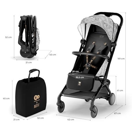 Poussette Cabine Kinderkraft PILOT 2 avec Pliage à Une Main, Position Allongée, Harnais Magnétique et UPF50+ Noir 6 - vertbaudet enfant 