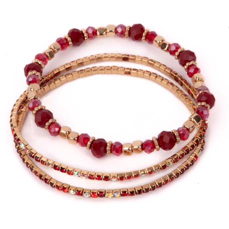 Set de 3 bracelets rubis rouge Rouge 1 - vertbaudet enfant 