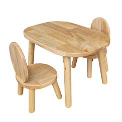Chambre et rangement-Ensemble table et chaises enfant ovaline bois naturel 1-4 ans