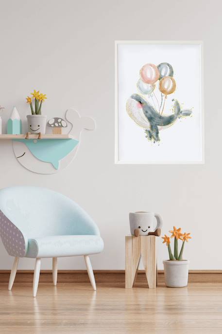 Cadre mural enfant baleine ballon Multi coloured 2 - vertbaudet enfant 