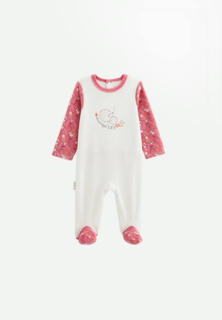 Pyjama bébé en velours happy days Rose 1 - vertbaudet enfant 