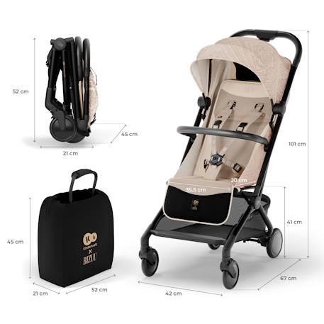 Poussette compacte et facile à plier pour voyages et déplacements Beige+Noir 6 - vertbaudet enfant 