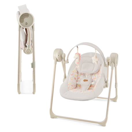 Balancelle-Transat Électrique Kinderkraft SWINGEE avec 5 Vitesses, Pliage Compact, 8 Mélodies et Harnais 5 Points Beige 1 - vertbaudet enfant 