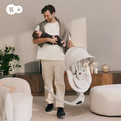 Transat Électrique Kinderkraft TULSY avec 5 Vitesses de Balancement, Bluetooth, Télécommande et Dossier Réglable Beige+Gris 2 - vertbaudet enfant 