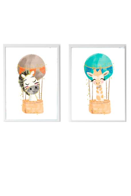 Lot 2 cadres muraux enfant zèbre + girafe Multi coloured 1 - vertbaudet enfant 