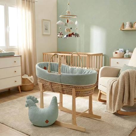 Couffin bébé avec matelas habillage et drap housse jeanne Beige+Blanc+Bleu+Camel+Écru+Gris clair+Rose+Terracotta+Vert de gris 44 - vertbaudet enfant 