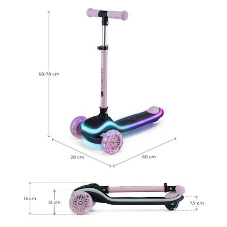 Trottinette RAKET Tricycle Pliable avec Roues LED RGB, Guidon Réglable et Frein à Pied Beige+Bleu+Noir+Rosa 24 - vertbaudet enfant 