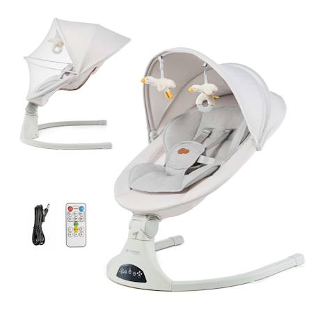 Transat Électrique Kinderkraft TULSY avec 5 Vitesses de Balancement, Bluetooth, Télécommande et Dossier Réglable Beige+Gris 1 - vertbaudet enfant 
