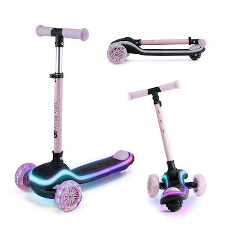 Trottinette RAKET Tricycle Pliable avec Roues LED RGB, Guidon Réglable et Frein à Pied Beige+Bleu+Noir+Rosa 19 - vertbaudet enfant 