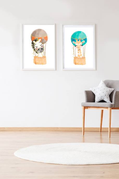 Lot 2 cadres muraux enfant zèbre + girafe Multi coloured 3 - vertbaudet enfant 