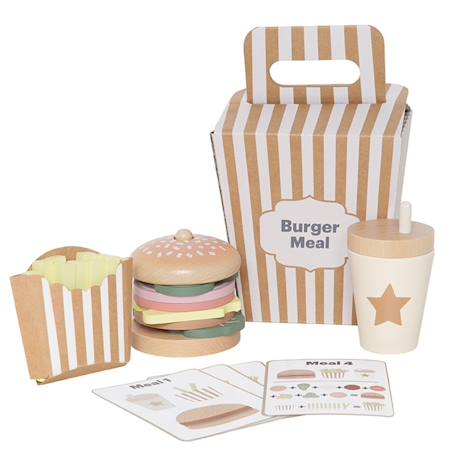 Jouet en bois - dinette - burger meal Beige 1 - vertbaudet enfant 