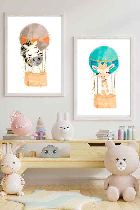 Lot 2 cadres muraux enfant zèbre + girafe Multi coloured 2 - vertbaudet enfant 