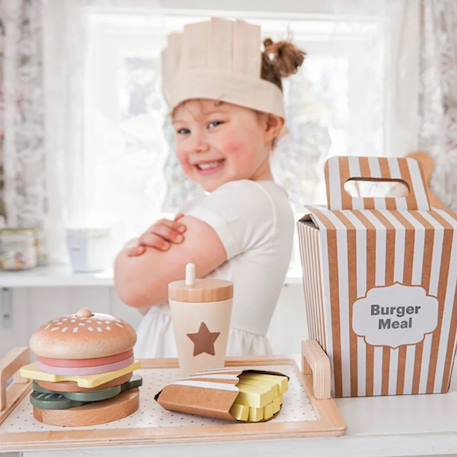 Jouet en bois - dinette - burger meal Beige 3 - vertbaudet enfant 