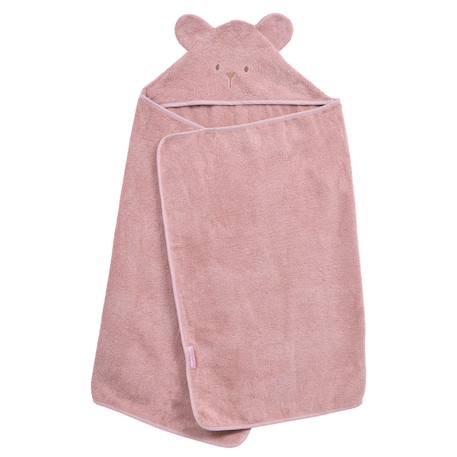 Cape de bain coton bio ourson Bois de rose+Caramel 2 - vertbaudet enfant 