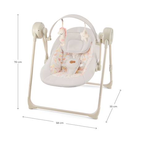 Balancelle-Transat Électrique Kinderkraft SWINGEE avec 5 Vitesses, Pliage Compact, 8 Mélodies et Harnais 5 Points Beige 6 - vertbaudet enfant 
